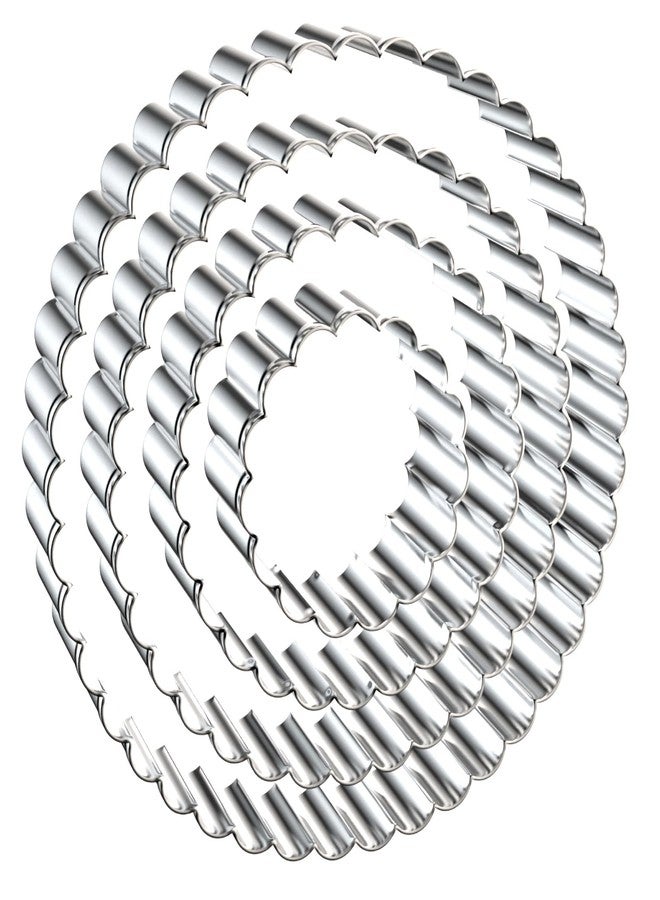 QAAQS Fluted Round Cookie Cutter Set - 5 Inch, 4 Inch, 3 Inch, 2 Inch - Large Donut Cutter Ring Scalloped Edge Wavy Circle Cookie Cutters Shapes Clay Molds - Stainless Steel - Image 1